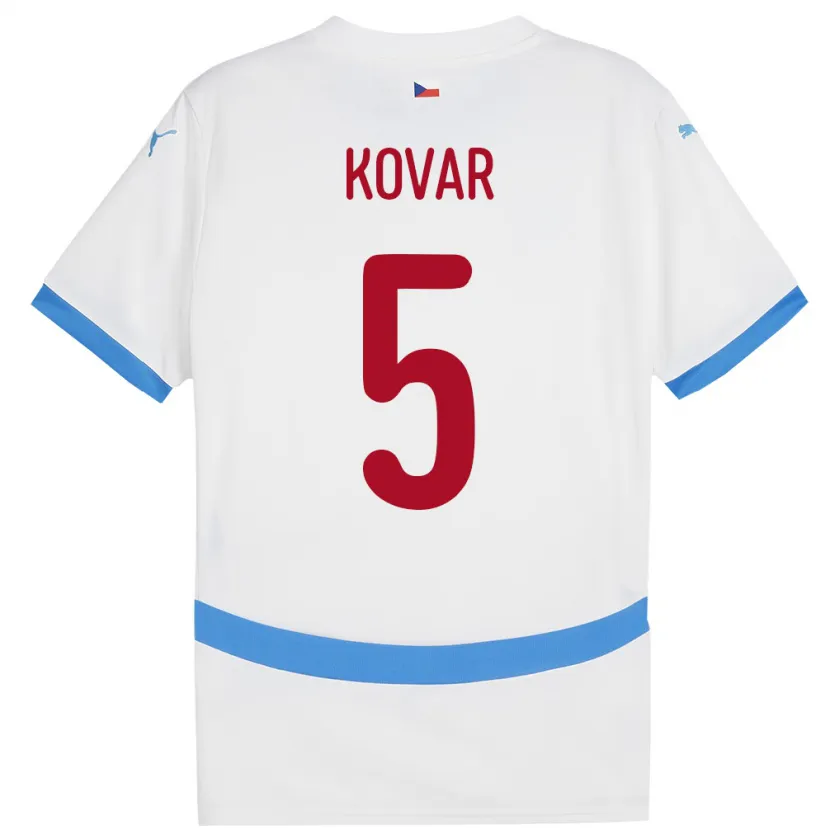 Danxen Bambino Maglia Cechia Martin Kovar #5 Bianco Kit Gara Away 24-26 Maglietta