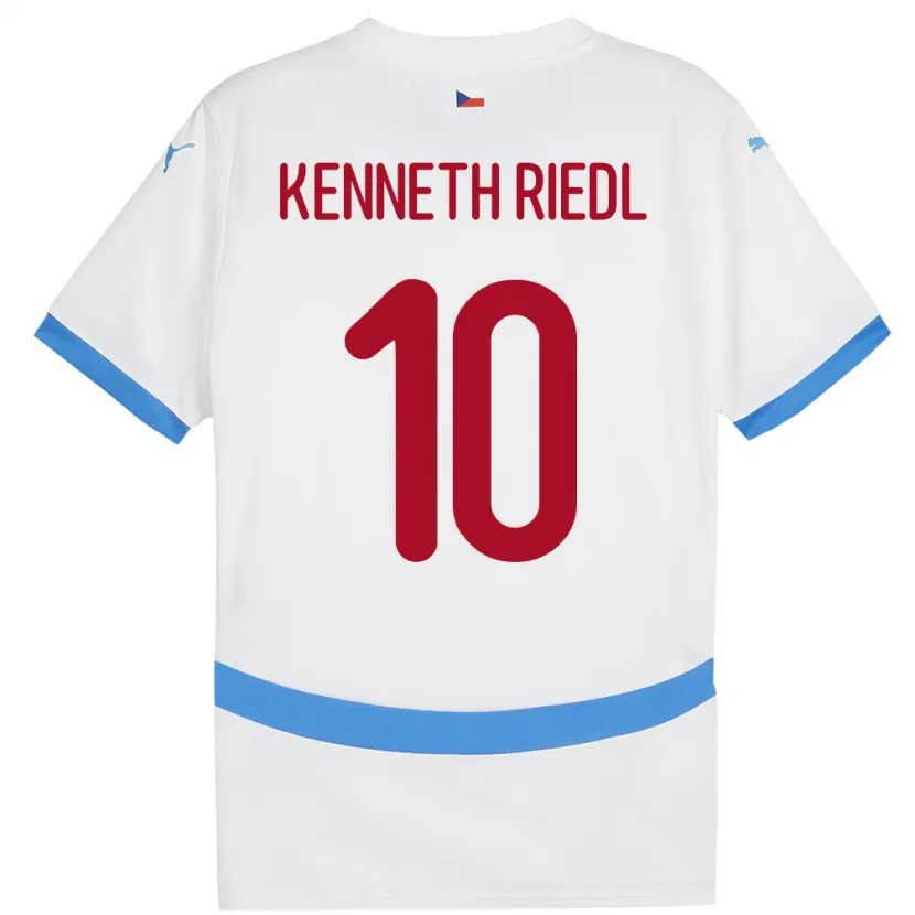 Danxen Bambino Maglia Cechia Victor Kenneth Riedl #10 Bianco Kit Gara Away 24-26 Maglietta