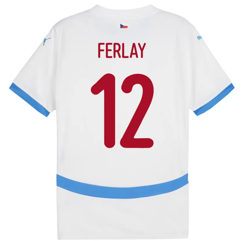 Danxen Bambino Maglia Cechia Ruben Ferlay #12 Bianco Kit Gara Away 24-26 Maglietta