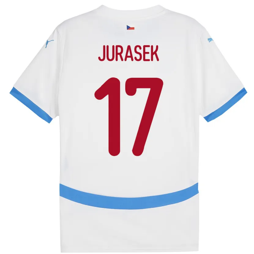 Danxen Bambino Maglia Cechia Patrik Jurasek #17 Bianco Kit Gara Away 24-26 Maglietta