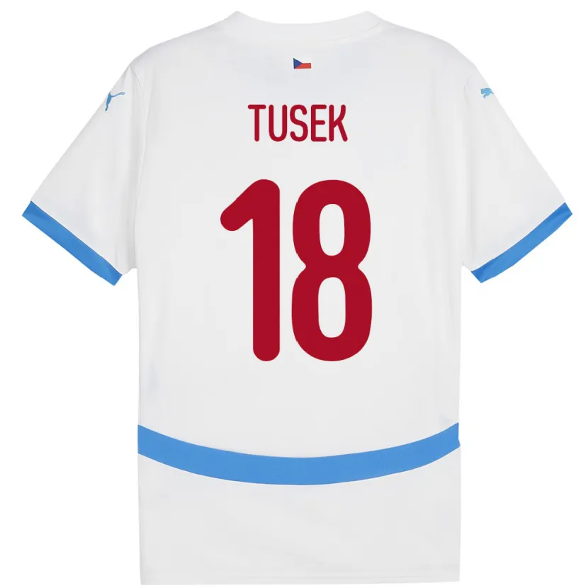 Danxen Bambino Maglia Cechia Adam Tusek #18 Bianco Kit Gara Away 24-26 Maglietta