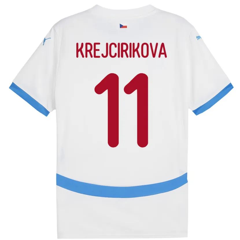 Danxen Bambino Maglia Cechia Tereza Krejčiříková #11 Bianco Kit Gara Away 24-26 Maglietta