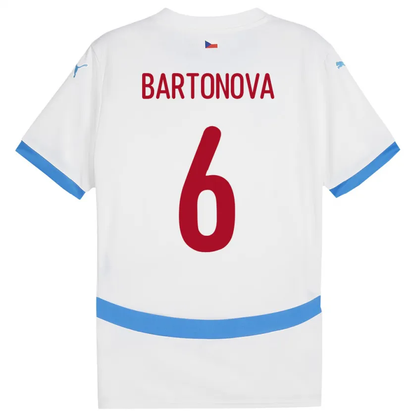 Danxen Bambino Maglia Cechia Eva Bartoňová #6 Bianco Kit Gara Away 24-26 Maglietta