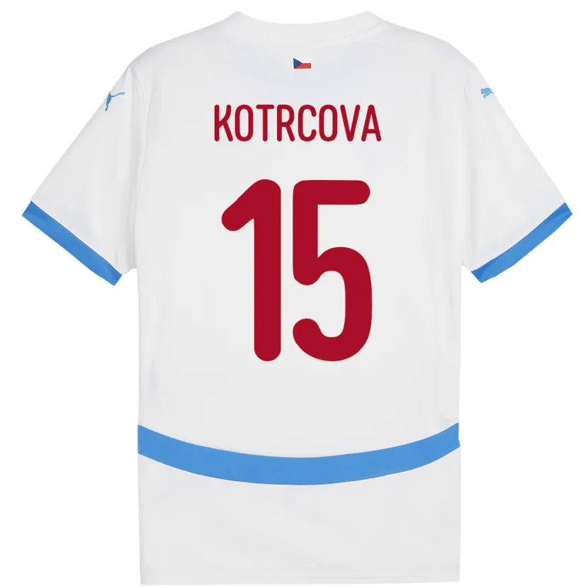 Danxen Bambino Maglia Cechia Kateřina Kotrčová #15 Bianco Kit Gara Away 24-26 Maglietta