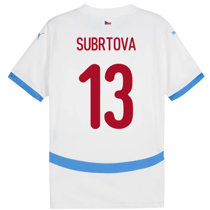 Danxen Bambino Maglia Cechia Anna Šubrtová #13 Bianco Kit Gara Away 24-26 Maglietta