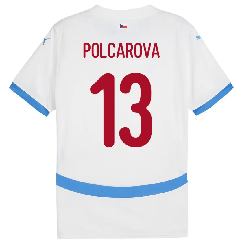 Danxen Bambino Maglia Cechia Barbora Polcarová #13 Bianco Kit Gara Away 24-26 Maglietta
