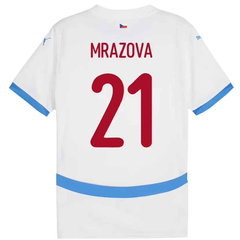 Danxen Bambino Maglia Cechia Miroslava Mrázová #21 Bianco Kit Gara Away 24-26 Maglietta
