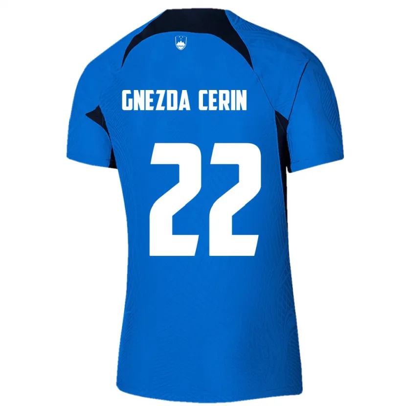 Danxen Bambino Maglia Slovenia Adam Gnezda Cerin #22 Blu Kit Gara Away 24-26 Maglietta