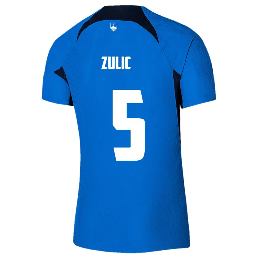 Danxen Bambino Maglia Slovenia Anel Zulic #5 Blu Kit Gara Away 24-26 Maglietta