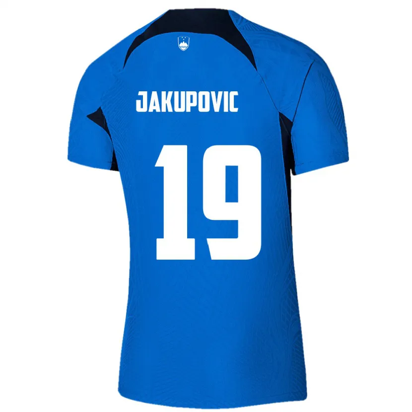 Danxen Bambino Maglia Slovenia Aldin Jakupovic #19 Blu Kit Gara Away 24-26 Maglietta