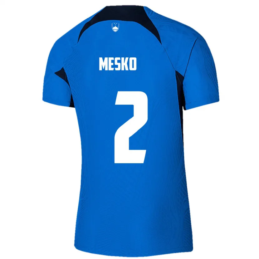 Danxen Bambino Maglia Slovenia Zan Mesko #2 Blu Kit Gara Away 24-26 Maglietta