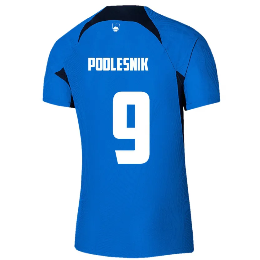 Danxen Bambino Maglia Slovenia Nik Podlesnik #9 Blu Kit Gara Away 24-26 Maglietta