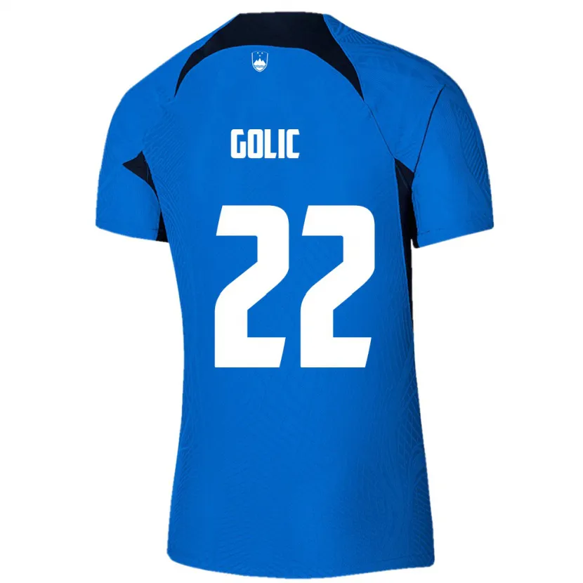 Danxen Bambino Maglia Slovenia Tilen Golic #22 Blu Kit Gara Away 24-26 Maglietta