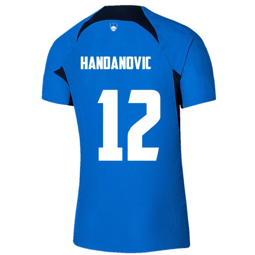 Danxen Bambino Maglia Slovenia Tanej Handanovic #12 Blu Kit Gara Away 24-26 Maglietta