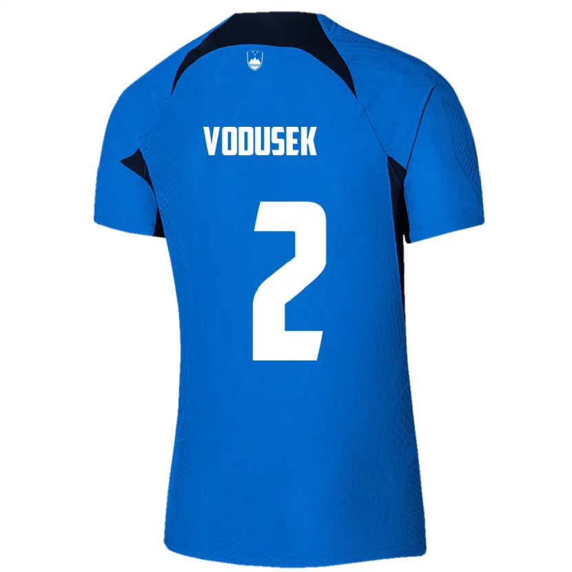 Danxen Bambino Maglia Slovenia Luka Vodusek #2 Blu Kit Gara Away 24-26 Maglietta