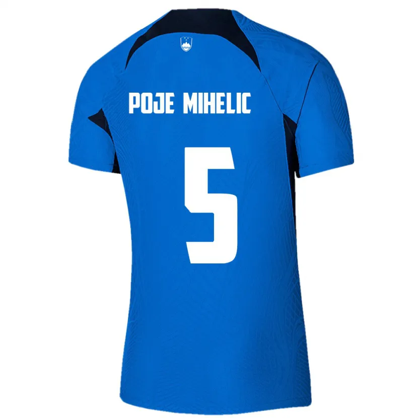 Danxen Bambino Maglia Slovenia Naja Poje Mihelič #5 Blu Kit Gara Away 24-26 Maglietta