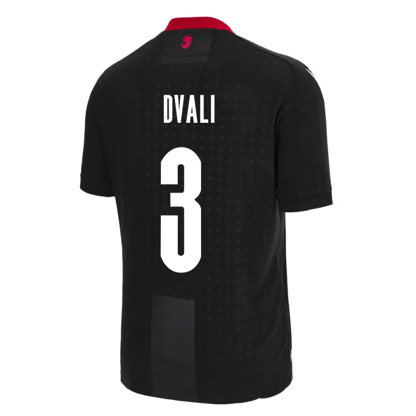 Danxen Bambino Maglia Georgia Lasha Dvali #3 Nero Kit Gara Away 24-26 Maglietta