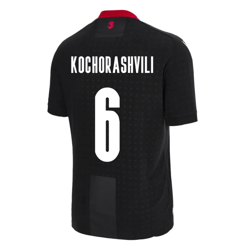 Danxen Bambino Maglia Georgia Giorgi Kochorashvili #6 Nero Kit Gara Away 24-26 Maglietta