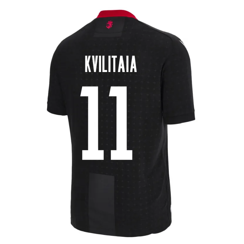 Danxen Bambino Maglia Georgia Giorgi Kvilitaia #11 Nero Kit Gara Away 24-26 Maglietta