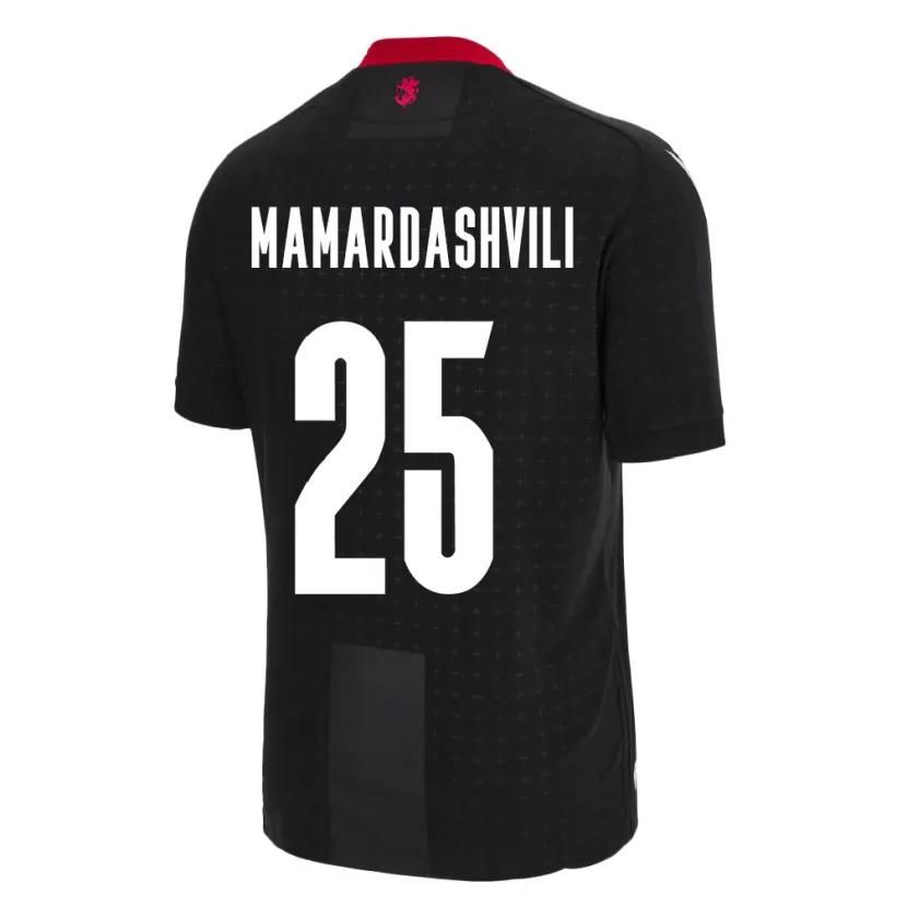 Danxen Bambino Maglia Georgia Giorgi Mamardashvili #25 Nero Kit Gara Away 24-26 Maglietta