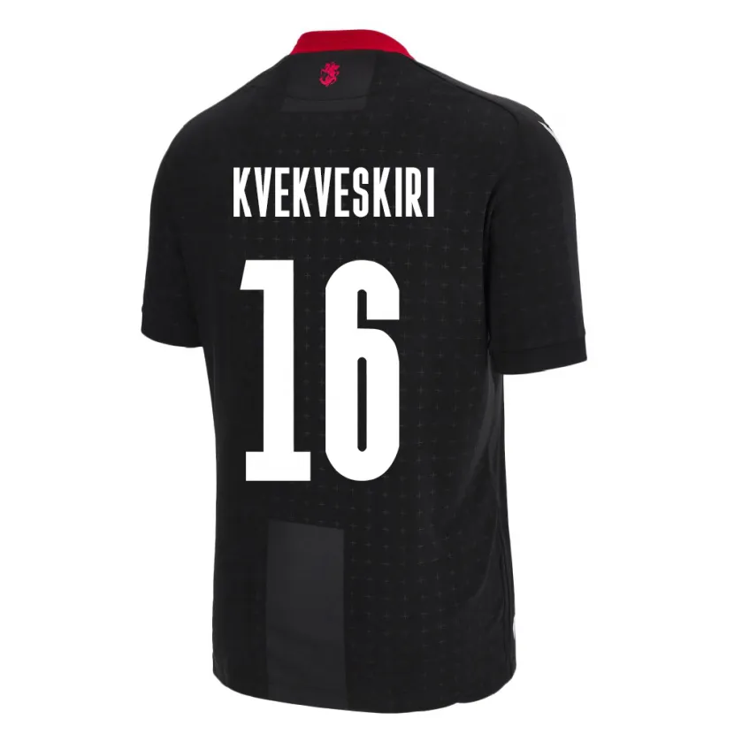 Danxen Bambino Maglia Georgia Nika Kvekveskiri #16 Nero Kit Gara Away 24-26 Maglietta