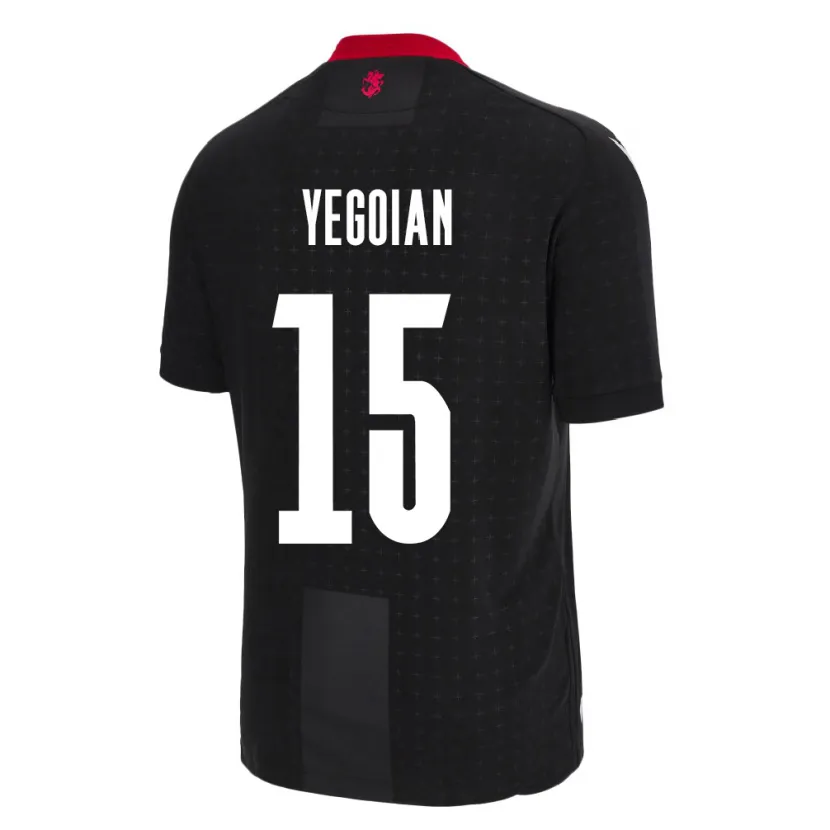 Danxen Bambino Maglia Georgia Irakli Yegoian #15 Nero Kit Gara Away 24-26 Maglietta