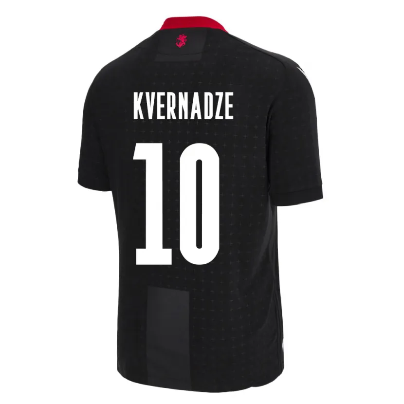 Danxen Bambino Maglia Georgia Giorgi Kvernadze #10 Nero Kit Gara Away 24-26 Maglietta