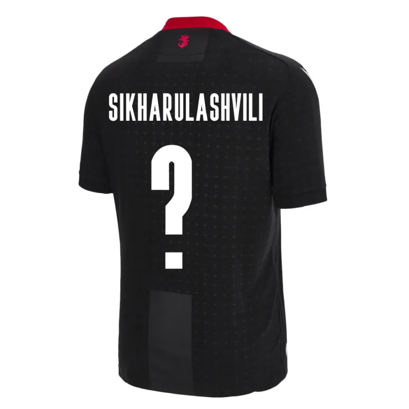 Danxen Bambino Maglia Georgia Nika Sikharulashvili #0 Nero Kit Gara Away 24-26 Maglietta