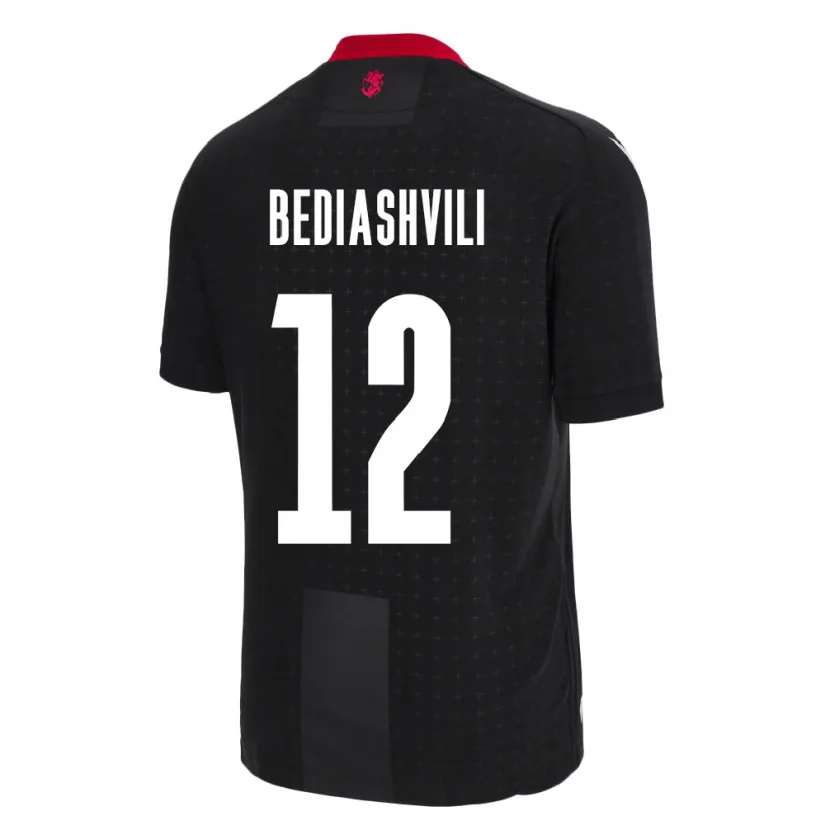 Danxen Bambino Maglia Georgia Giorgi Bediashvili #12 Nero Kit Gara Away 24-26 Maglietta