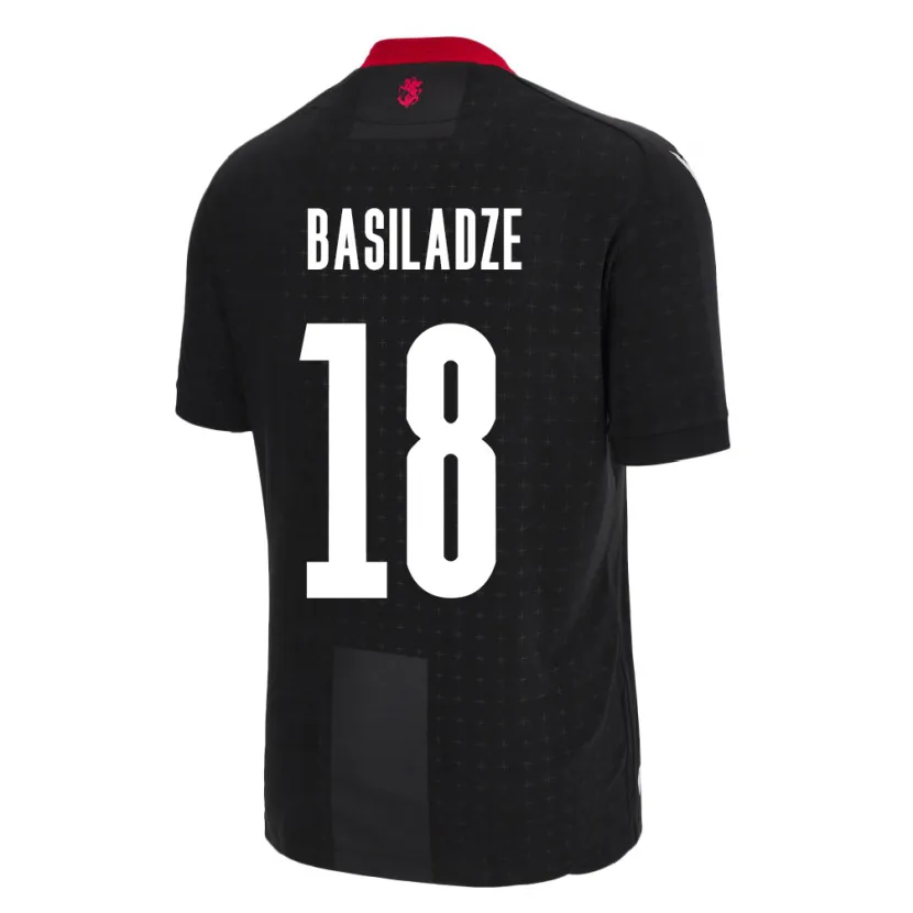Danxen Bambino Maglia Georgia Aleko Basiladze #18 Nero Kit Gara Away 24-26 Maglietta