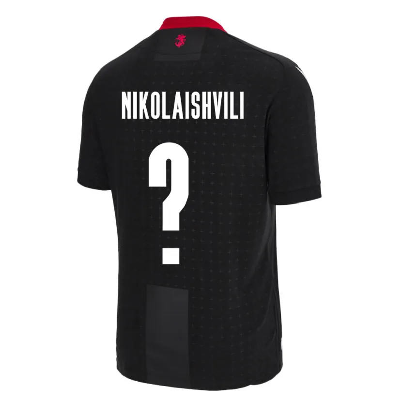 Danxen Bambino Maglia Georgia Giorgi Nikolaishvili #0 Nero Kit Gara Away 24-26 Maglietta