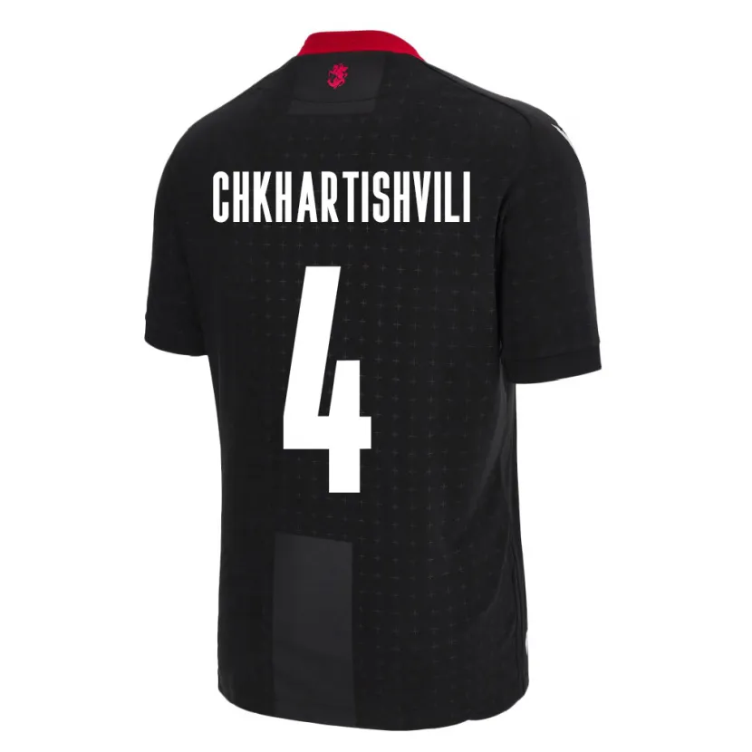 Danxen Bambino Maglia Georgia Nino Chkhartishvili #4 Nero Kit Gara Away 24-26 Maglietta