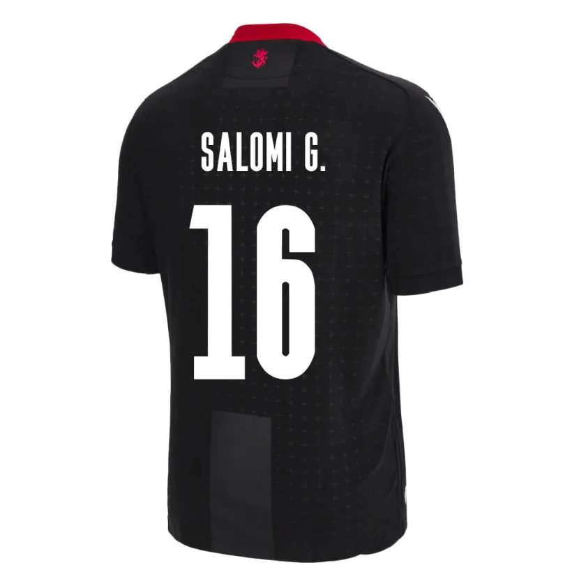 Danxen Bambino Maglia Georgia Salomi Gasviani #16 Nero Kit Gara Away 24-26 Maglietta