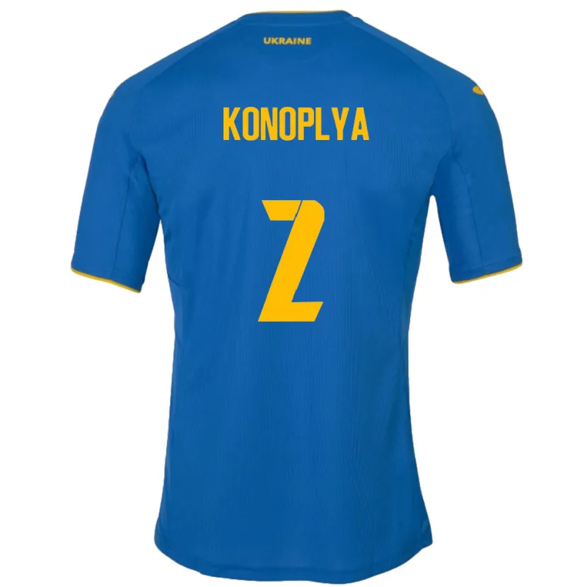 Danxen Bambino Maglia Ucraina Yukhym Konoplya #2 Blu Kit Gara Away 24-26 Maglietta