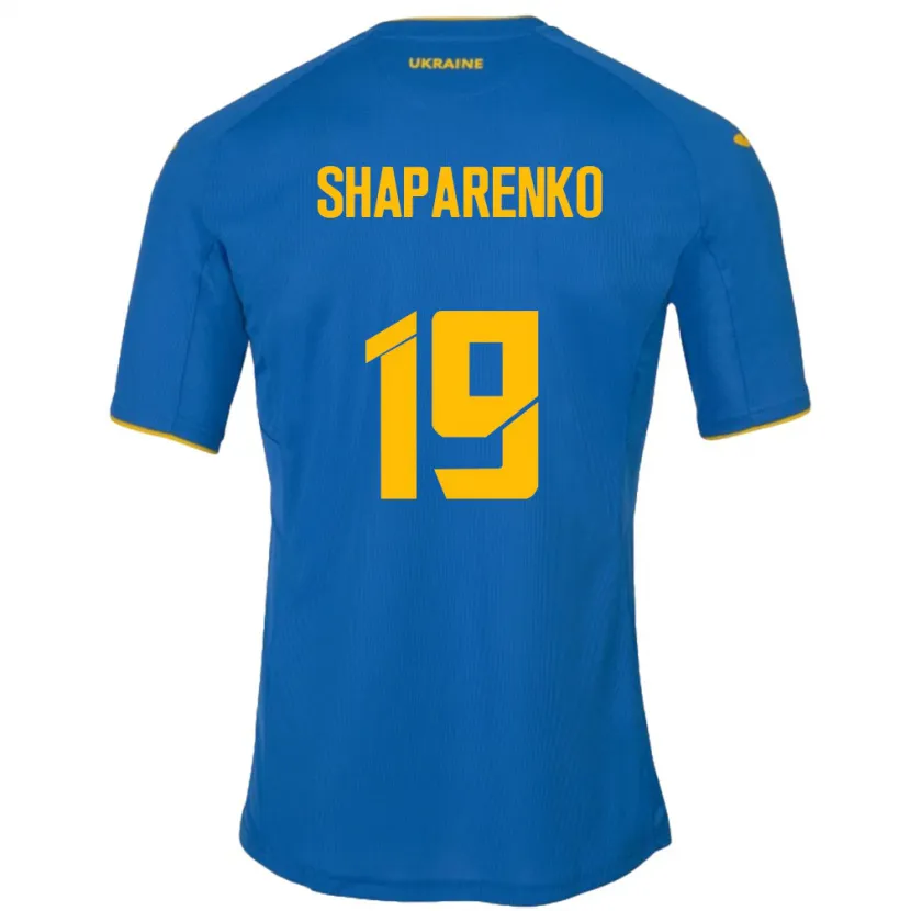 Danxen Bambino Maglia Ucraina Mykola Shaparenko #19 Blu Kit Gara Away 24-26 Maglietta