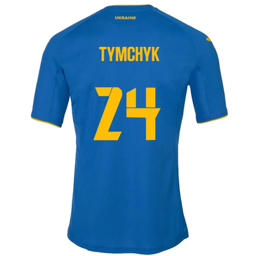 Danxen Bambino Maglia Ucraina Oleksandr Tymchyk #24 Blu Kit Gara Away 24-26 Maglietta