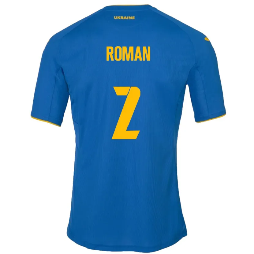 Danxen Bambino Maglia Ucraina Vitaliy Roman #2 Blu Kit Gara Away 24-26 Maglietta