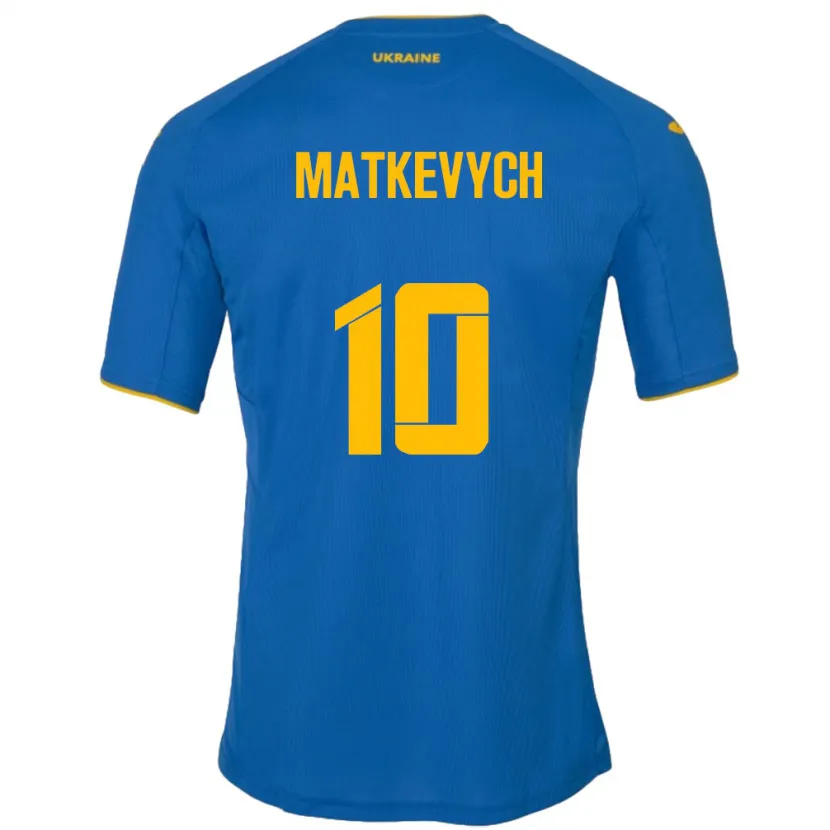 Danxen Bambino Maglia Ucraina Andriy Matkevych #10 Blu Kit Gara Away 24-26 Maglietta