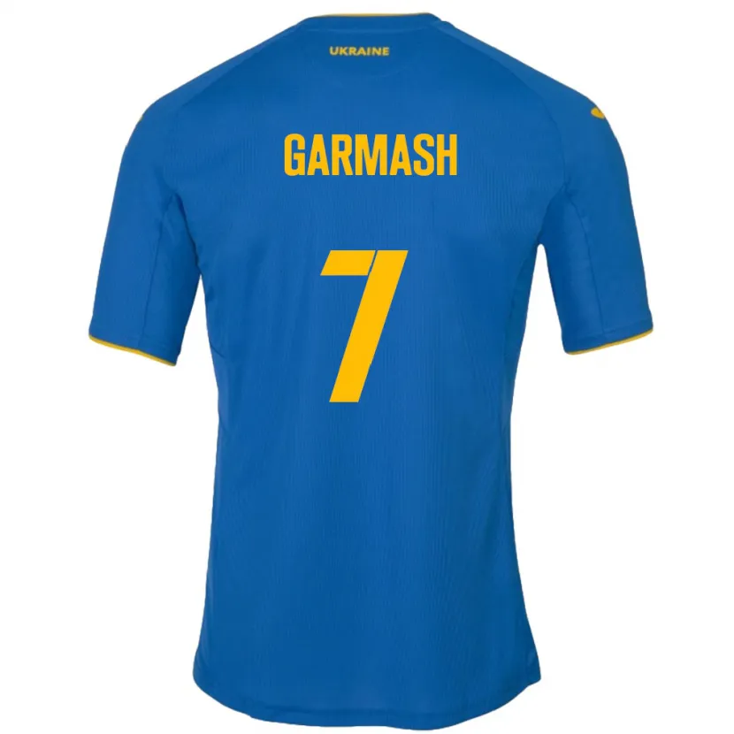 Danxen Bambino Maglia Ucraina Yevgen Garmash #7 Blu Kit Gara Away 24-26 Maglietta