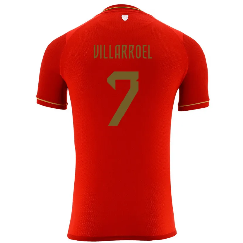 Danxen Bambino Maglia Bolivia Miguel Villarroel #7 Rosso Kit Gara Away 24-26 Maglietta