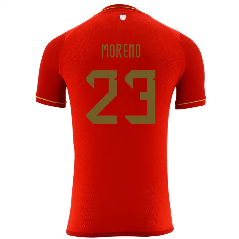 Danxen Bambino Maglia Bolivia Leonel Moreno #23 Rosso Kit Gara Away 24-26 Maglietta
