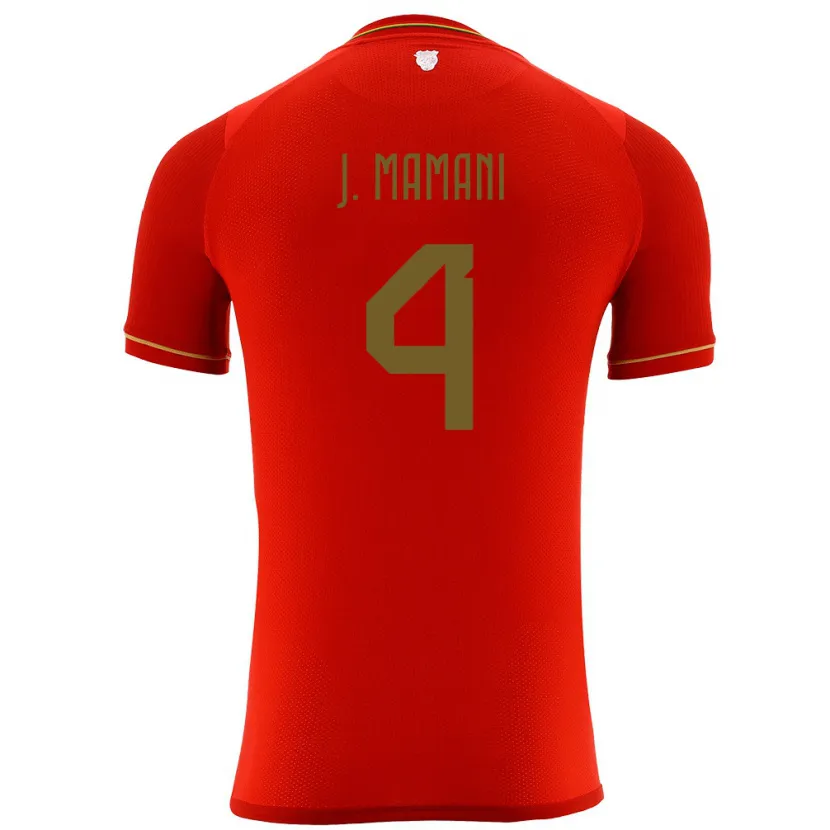 Danxen Bambino Maglia Bolivia Jhylian Mary Mamani #4 Rosso Kit Gara Away 24-26 Maglietta