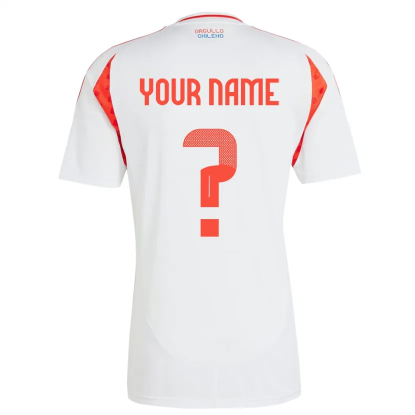 Danxen Bambino Maglia Cile Il Tuo Nome #0 Bianco Kit Gara Away 24-26 Maglietta
