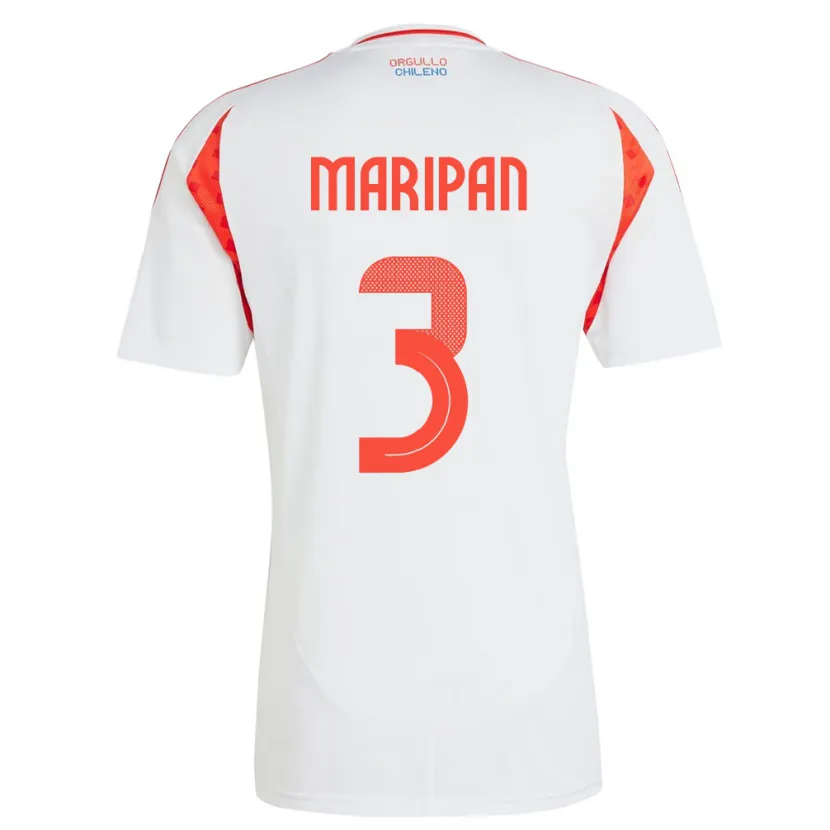 Danxen Bambino Maglia Cile Guillermo Maripán #3 Bianco Kit Gara Away 24-26 Maglietta