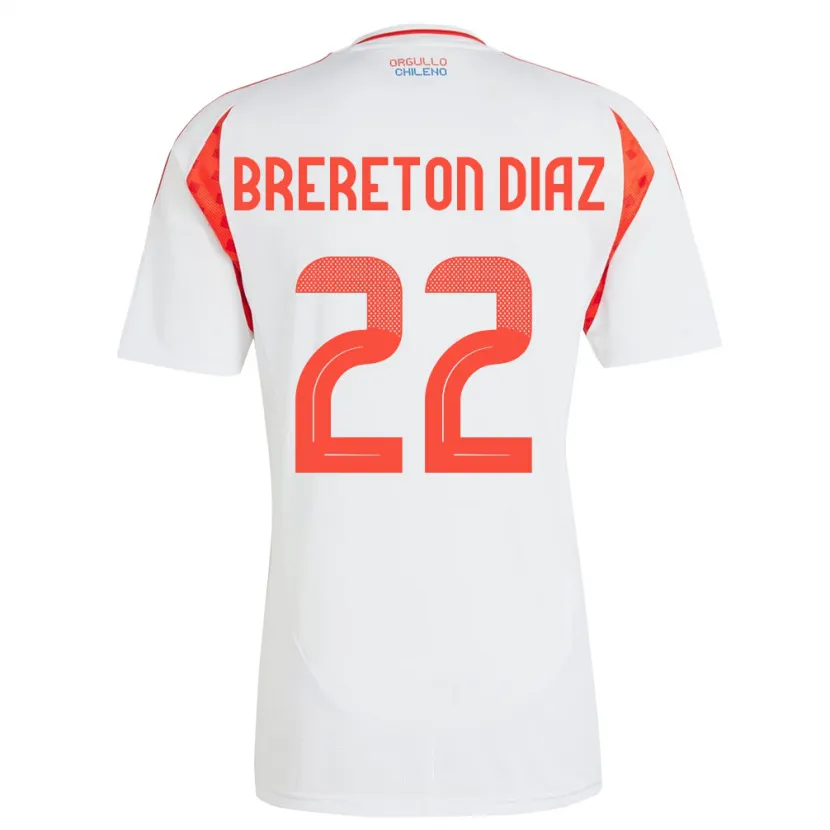 Danxen Bambino Maglia Cile Ben Brereton Díaz #22 Bianco Kit Gara Away 24-26 Maglietta
