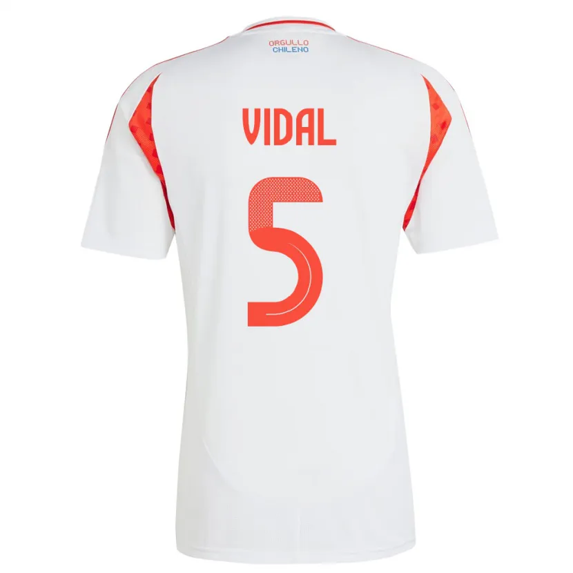 Danxen Bambino Maglia Cile Valentín Vidal #5 Bianco Kit Gara Away 24-26 Maglietta