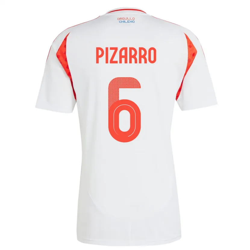 Danxen Bambino Maglia Cile Vicente Pizarro #6 Bianco Kit Gara Away 24-26 Maglietta