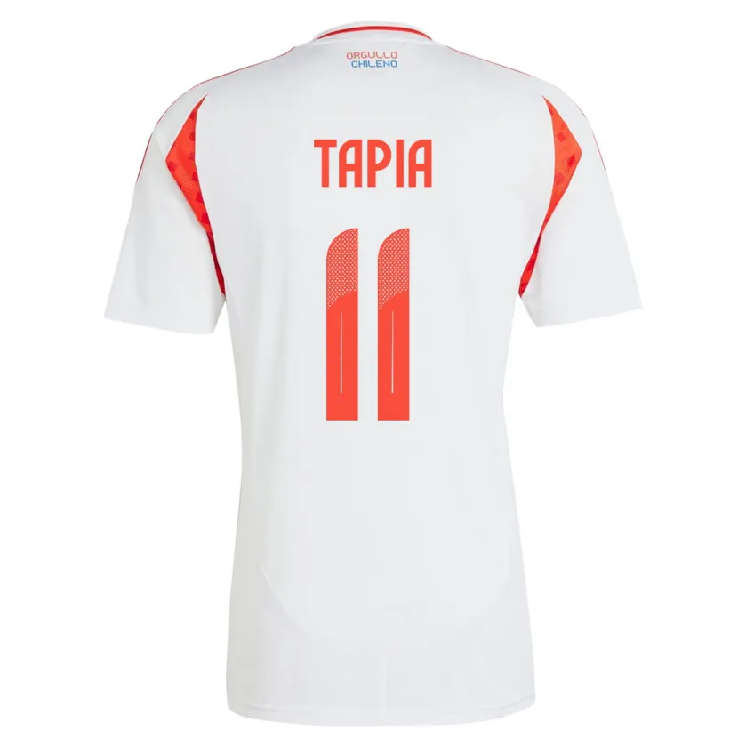 Danxen Bambino Maglia Cile Gonzalo Tapia #11 Bianco Kit Gara Away 24-26 Maglietta