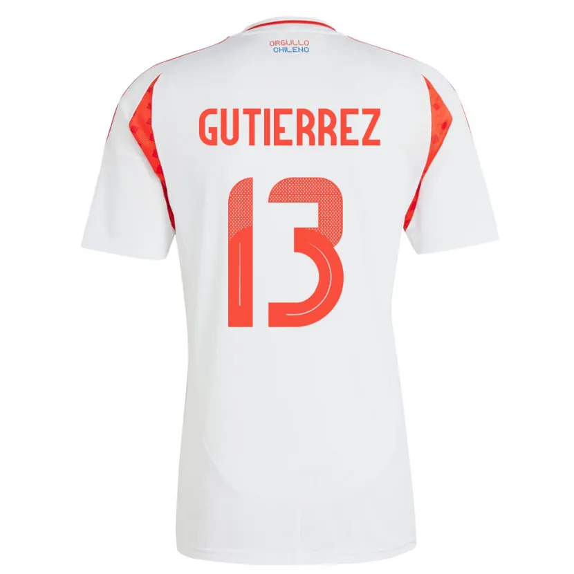 Danxen Bambino Maglia Cile Daniel Gutiérrez #13 Bianco Kit Gara Away 24-26 Maglietta