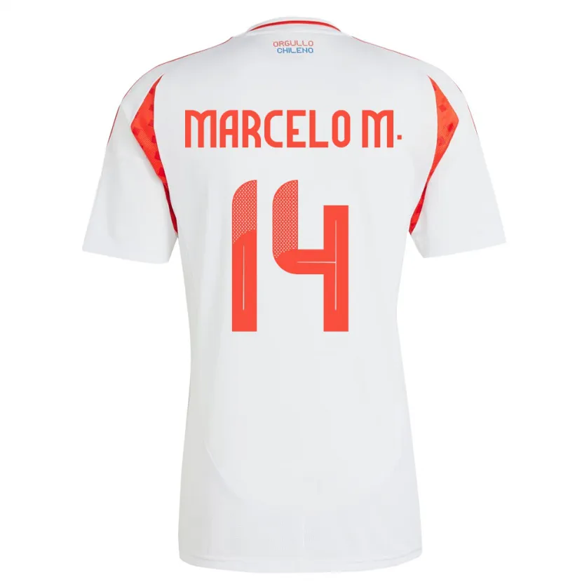 Danxen Bambino Maglia Cile Marcelo Morales #14 Bianco Kit Gara Away 24-26 Maglietta